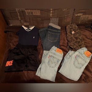 Nike pants,Polo Shirt,Carhartt shorts,2 Levi’s jeans,Children’s Place jeans